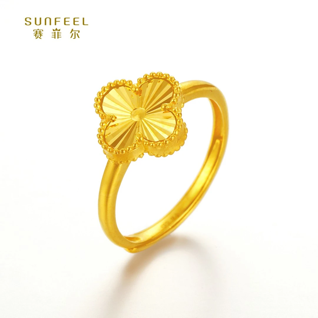 SUNFEEL/赛菲尔【授权店】足金5G四叶草艺术戒指5GJ00222