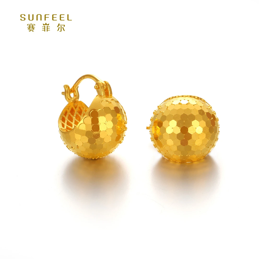 SUNFEEL/赛菲尔【三店】足金5G碎冰冰半圆耳环5GE00471