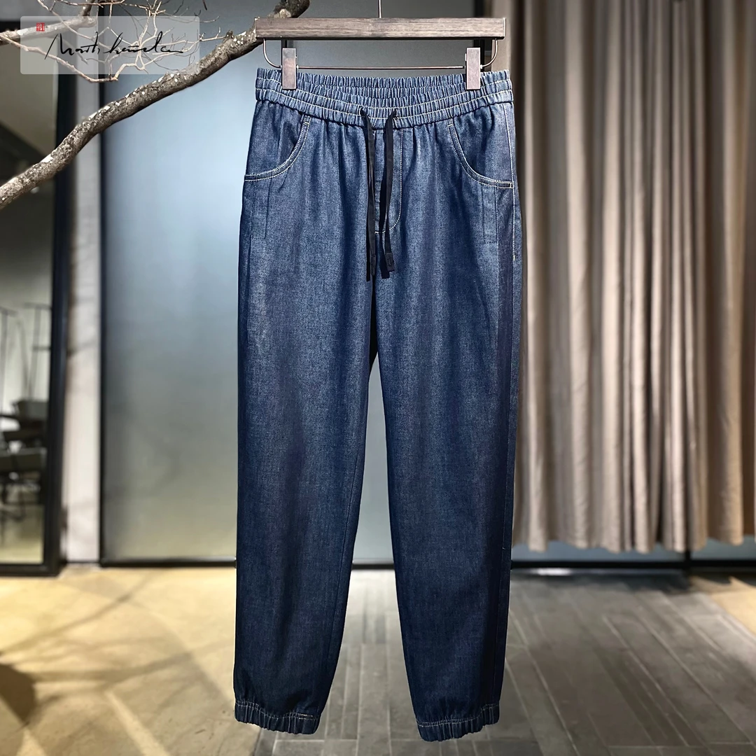 北纬三十度 设计师品牌男装春夏极简风微弹亲肤束脚牛仔裤 23287D