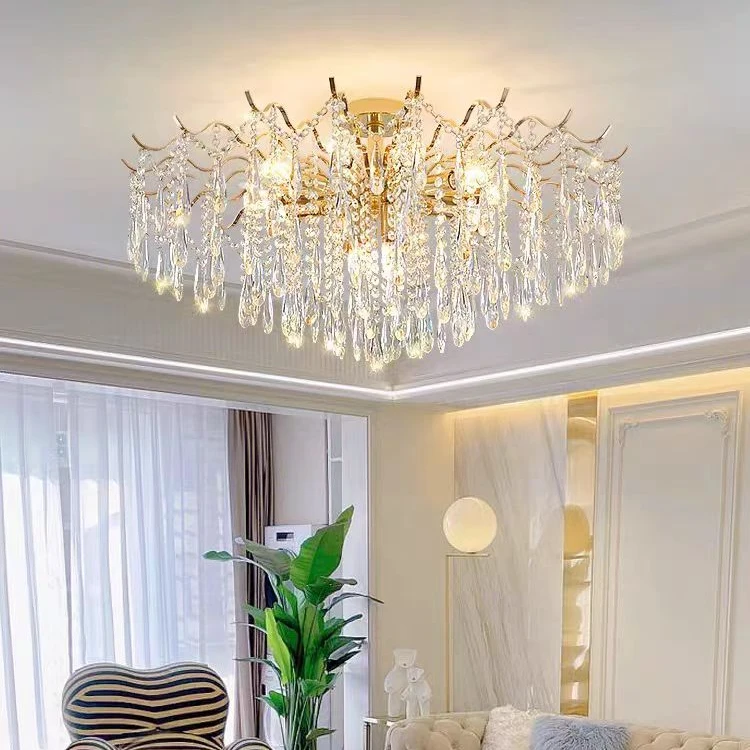 流苏吊灯法式现代轻奢客厅灯水晶灯卧室灯新款美式鼻涕灯具