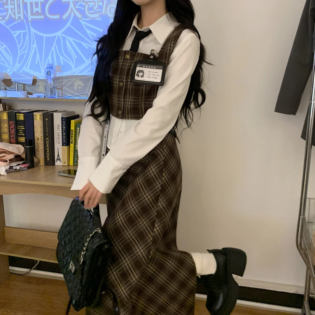 【圣德学院】马甲长裙衬衫套装