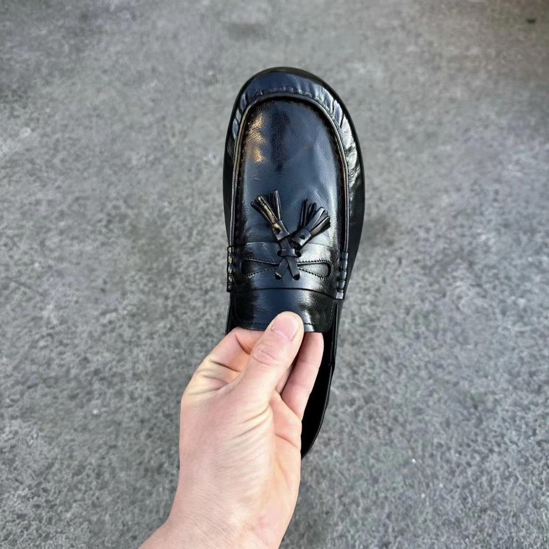 欧洲站软皮豆豆鞋新款低帮男士一脚蹬舒适透气休闲男鞋