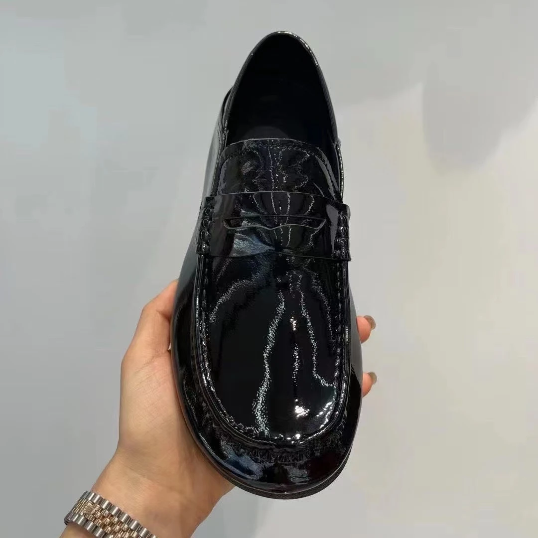 头层牛皮2023夏季商务休闲豆豆鞋手抓纹低帮一脚蹬休闲男鞋