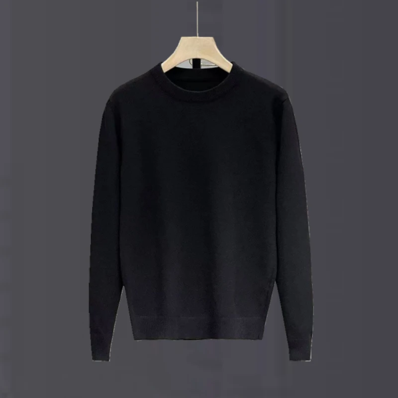 【精选】 男装精纺美利奴羊毛圆领针织衫/长袖毛衣毛打底衫
