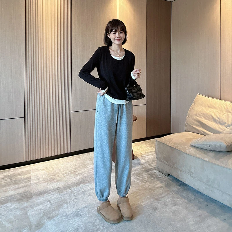 秋冬韩版宽松休闲加厚加绒百搭束脚卫裤