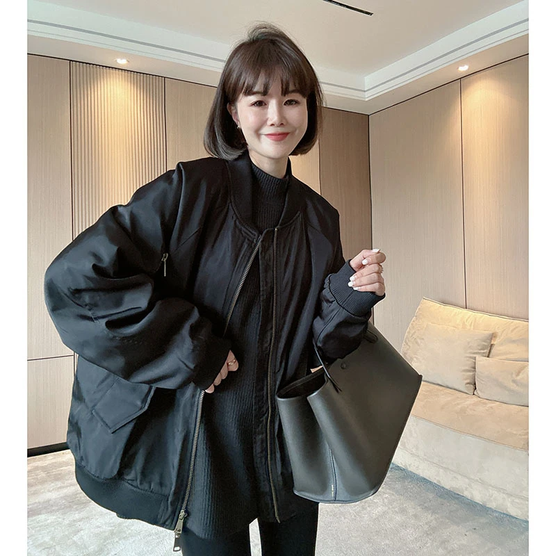 秋冬加厚夹棉美式飞行棒球夹克棉外套