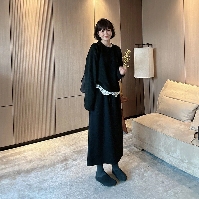 秋冬加厚高腰显瘦纯色简约中长款半身裙A字裙直筒裙