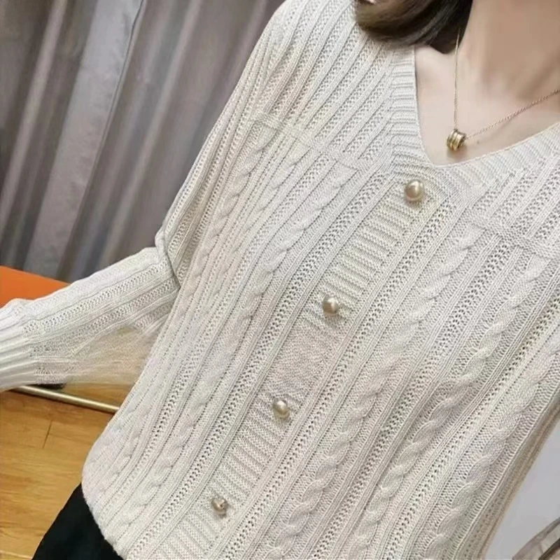 2024秋季新款长袖针织衫小香风短款气质气质时尚百搭显瘦舒适内搭