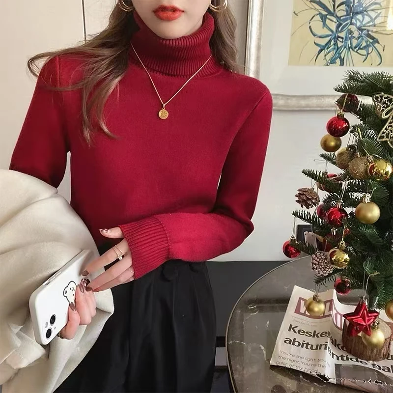 【夏夏衣橱】高领打底加厚针织衫时尚百搭半高领保暖年轻低奢上衣女