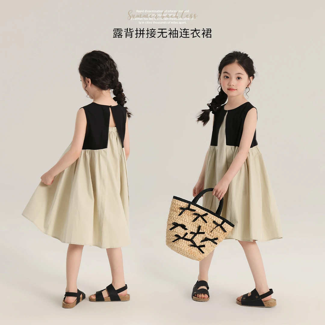 布丁哈鲁撞色连衣裙独特漂亮裙子小女孩2025新款爆款裙子G42DM456