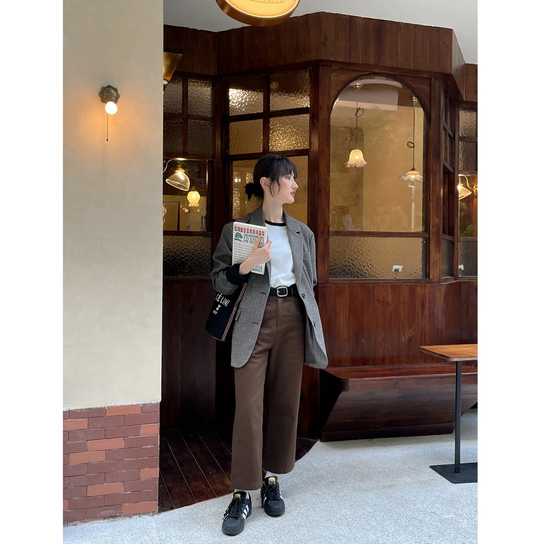 【你好卡农-蕾子】九分休闲裤小个子宽松高腰直筒裤KK22Z0445D