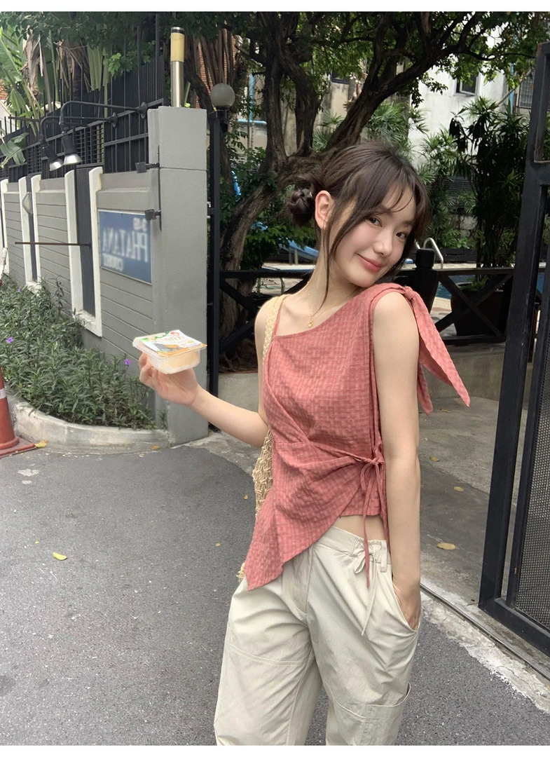 【你好卡农-七七】不规则设计感绑带吊带背心内搭外穿KB24Z3238D
