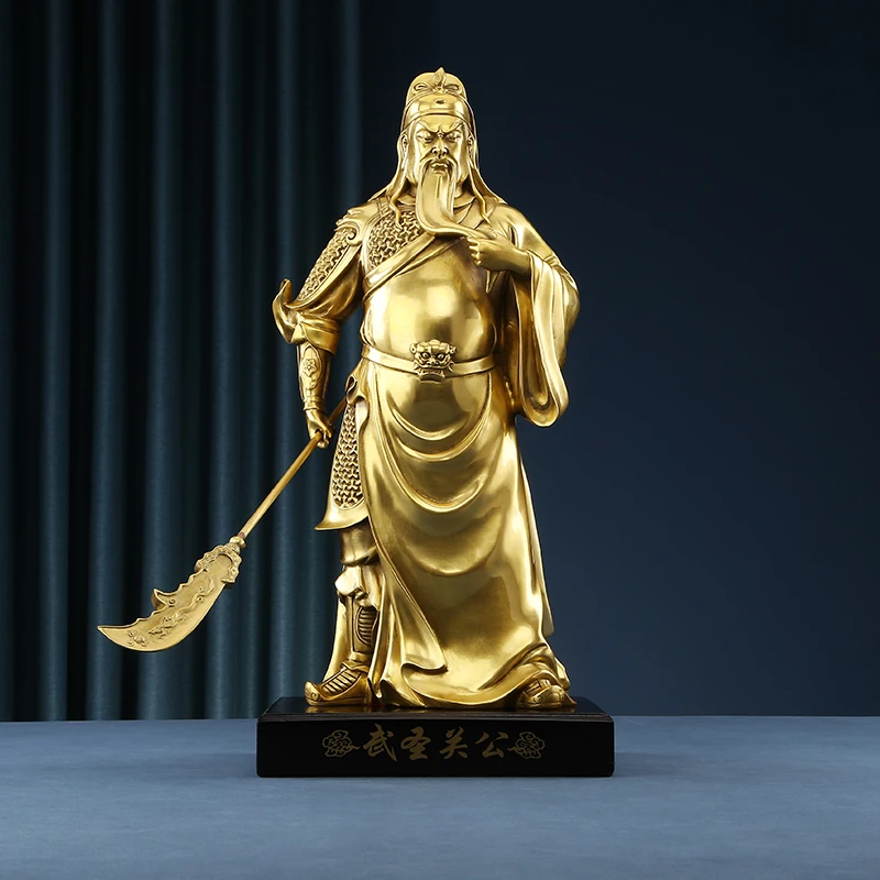 铜欣祥《黄铜武圣关公》关羽像武财神关二爷摆件公司开业乔迁礼品