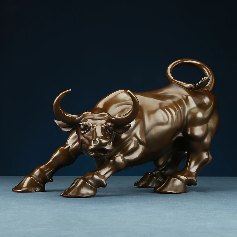 黄铜咖色《旺市牛摆件》华尔街牛家居玄关办公室开业送礼礼品