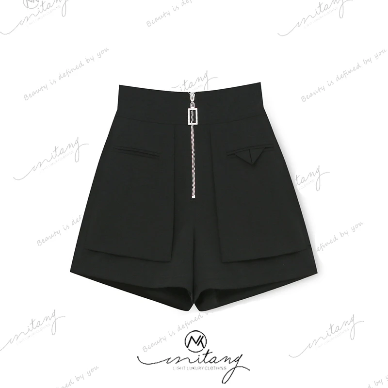 【秋季拉链裤】帅气英伦风收胯显瘦高腰西装女士短裤7560（乐唯）