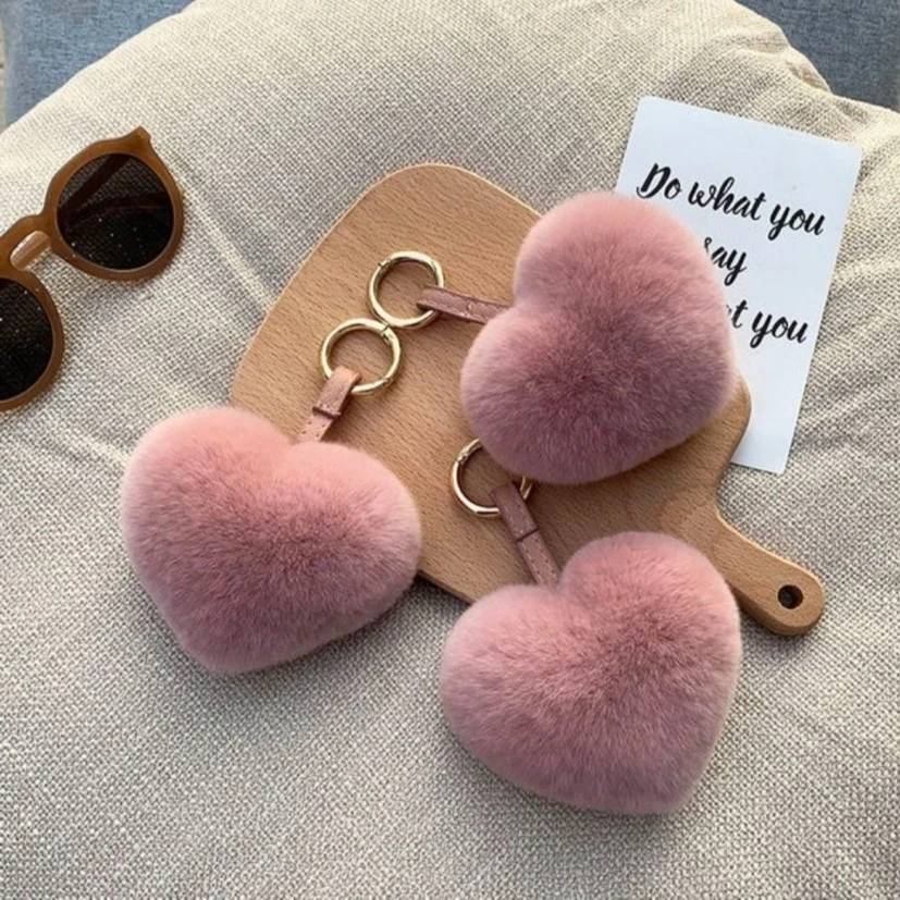 皮草挂件獭兔毛爱心桃心ins獭兔毛挂件钥匙扣挂件手工毛绒挂件