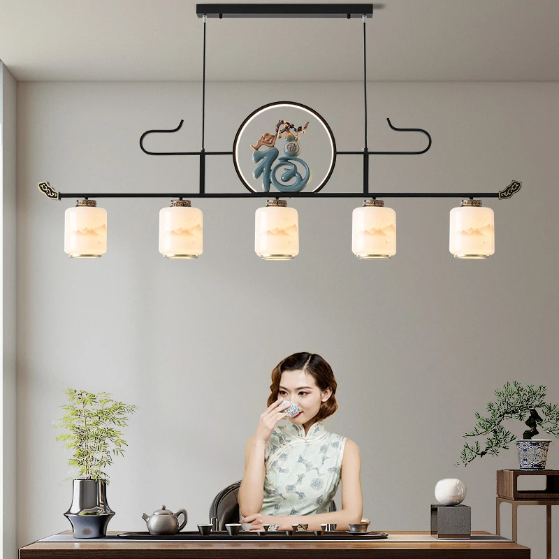 茶室吊灯家用新中式禅意书房办公室茶台茶桌前台简约吊灯餐厅吊灯