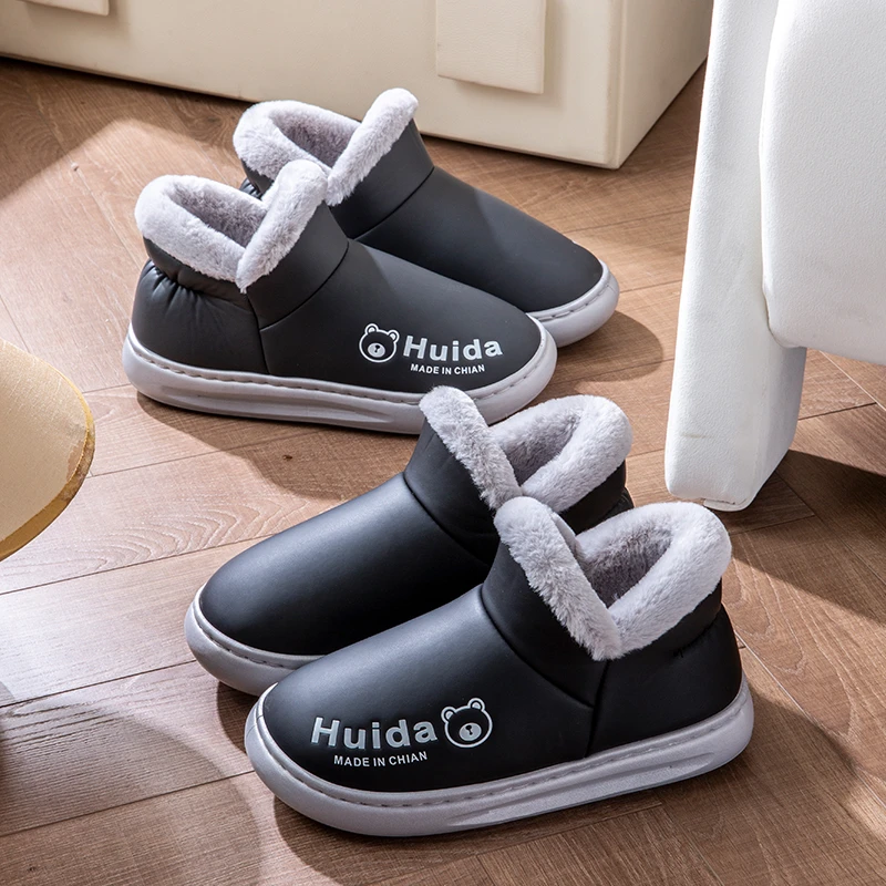 包跟雪地靴男士冬季2024新款外穿毛绒加绒加厚防滑厚底保暖棉拖鞋