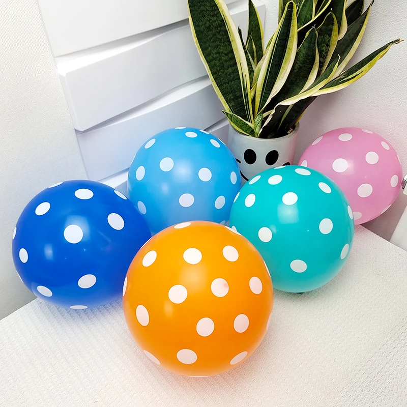 12寸波点乳胶气球彩色圆形气球街卖卡通球中球生日派对装饰汽球