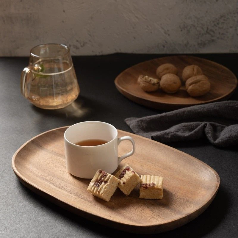 南美胡桃木创意日式现代家用酒店果盘茶盘零食点心不规则实木托盘