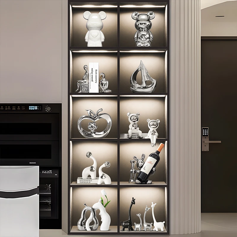 12格柜玻璃柜装饰品高档大气酒柜电视柜客厅摆件家居轻奢2025新款