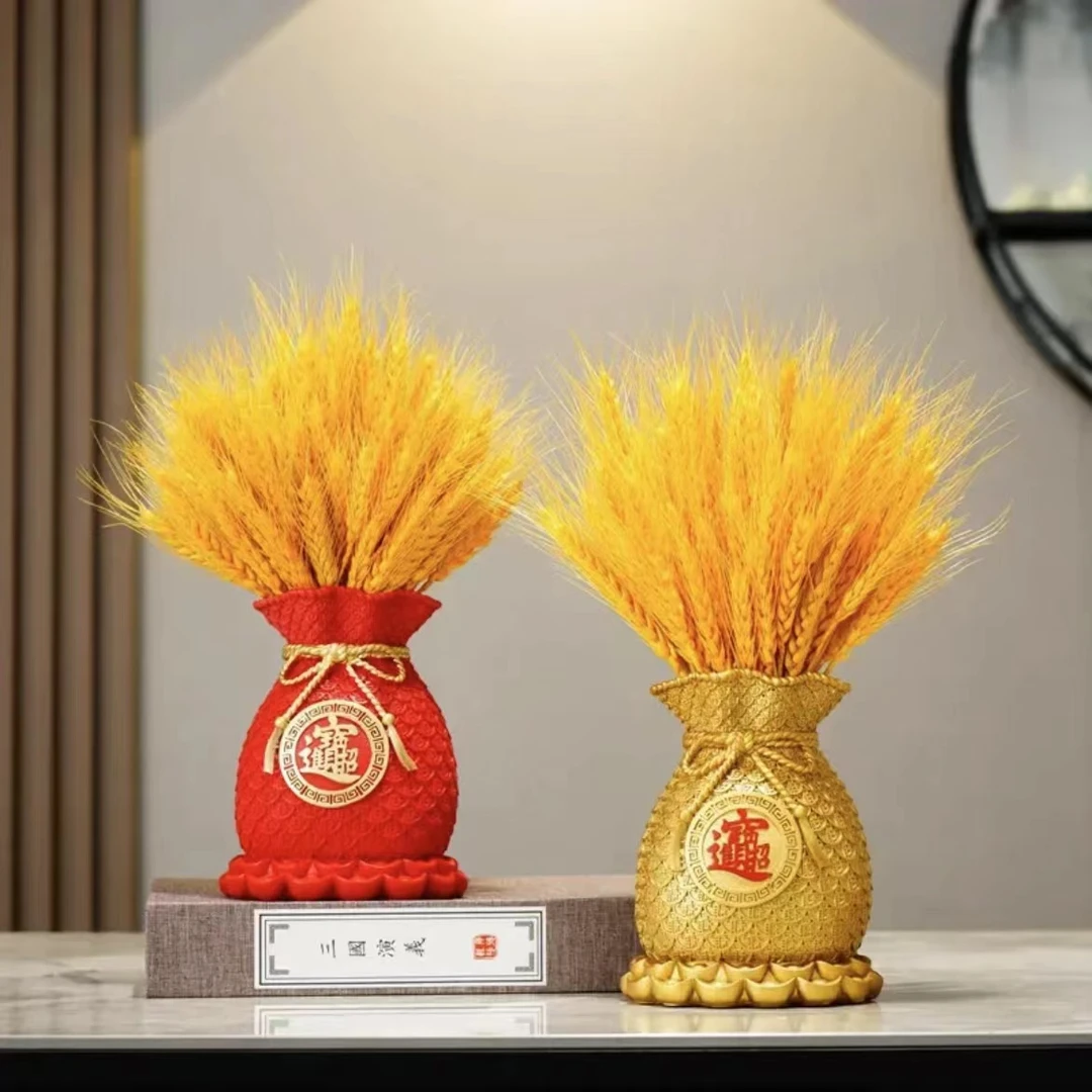 乔迁之喜福袋麦穗大麦开业送礼客厅玄关电视柜酒柜家居摆件寓意好