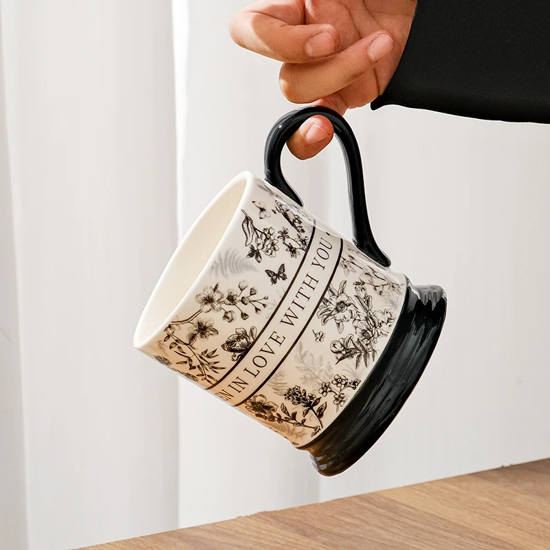 复古陶瓷马克杯设计感喝水杯办公室咖啡杯高级感送礼古典杯女士