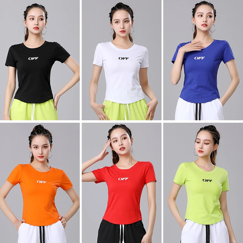 520礼物广场舞新款春夏修身显瘦短袖上衣运动健身棉T恤跳舞衣服女