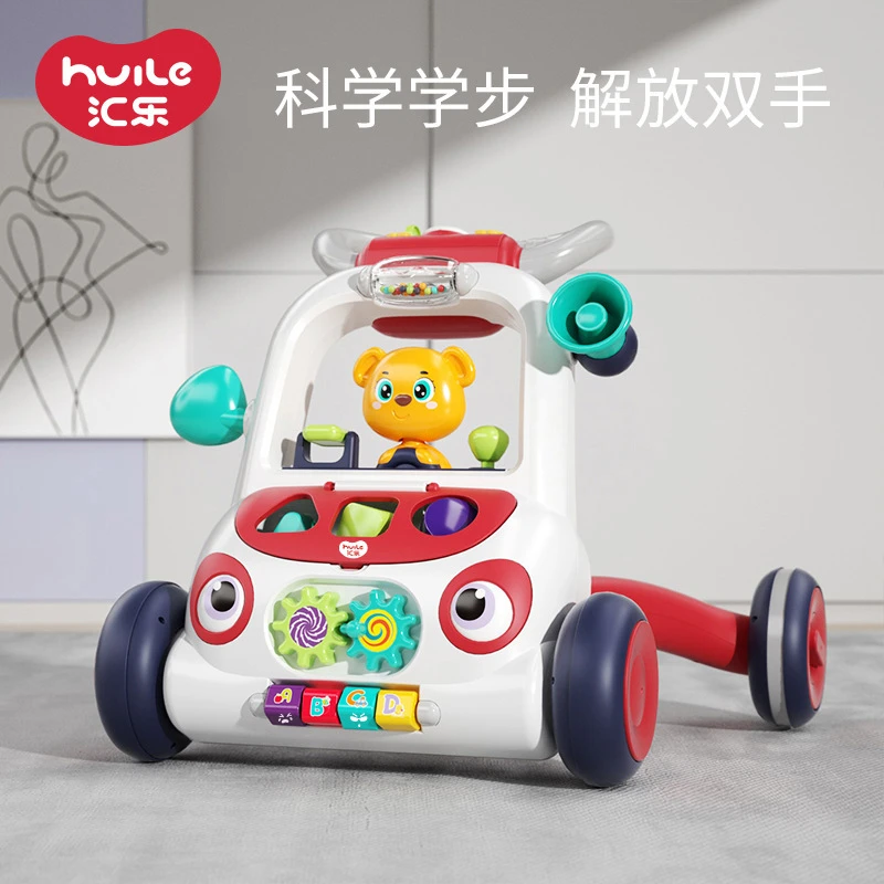 汇乐小熊助步车宝宝学步车手推车婴儿防侧翻助步车学走路初学玩具