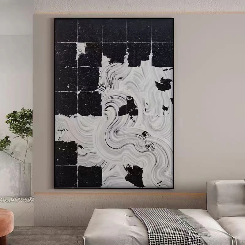 现代简约风抽象方块质感玄关装饰画竖版挂画现代简约简美质感品质