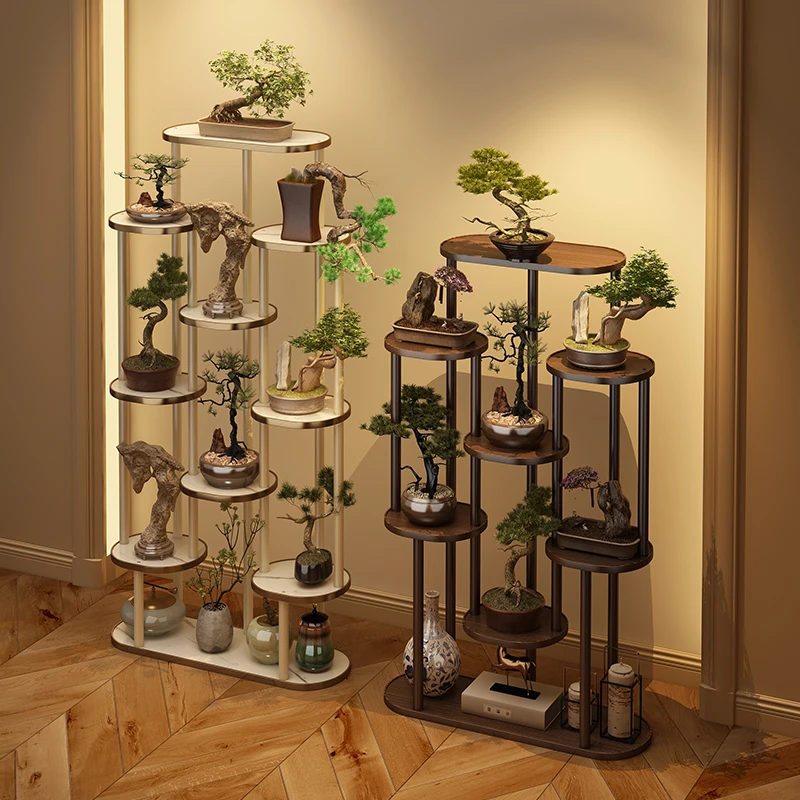 博古架客厅落地式置物架阳台茶室布置高级感盆栽展示架多层置物架