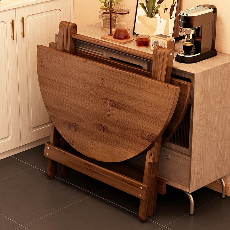 折叠圆桌餐桌圆形吃饭桌子客厅家用小户型便携式可收纳圆桌子小型