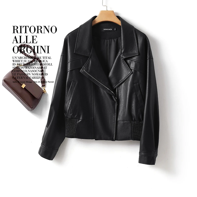 海宁真皮皮衣女短款外套2025年春秋女士新款时尚小个子绵羊皮夹克