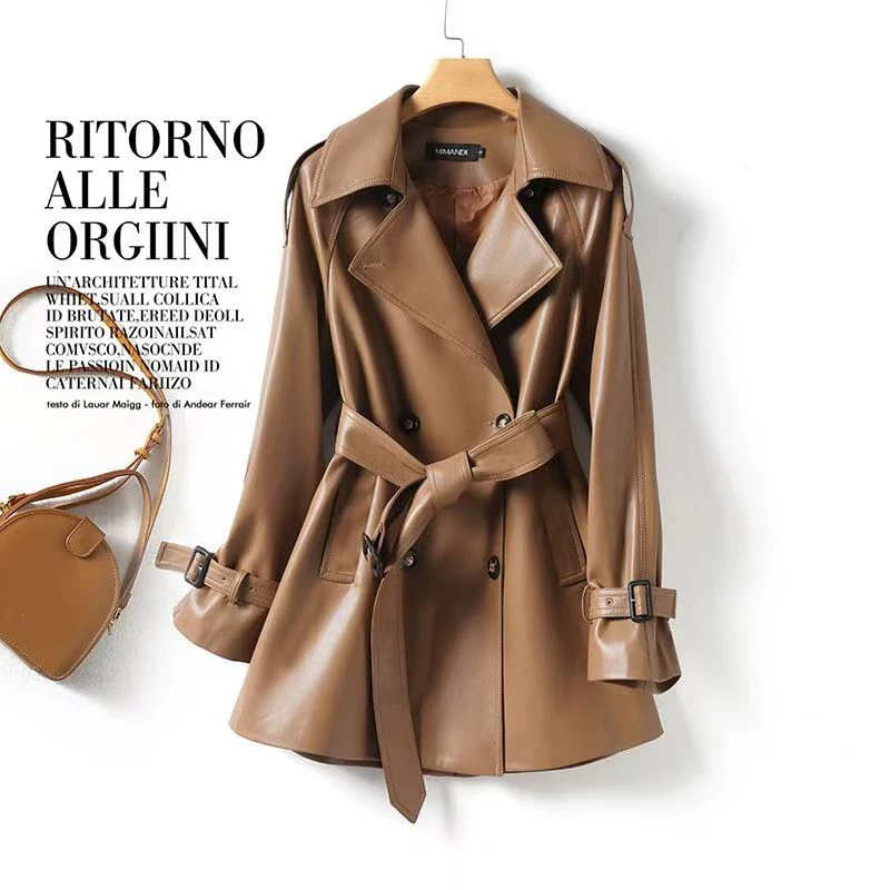 海宁真皮皮衣外套女2025年春秋新款中长款高级感舒适风衣气质外套