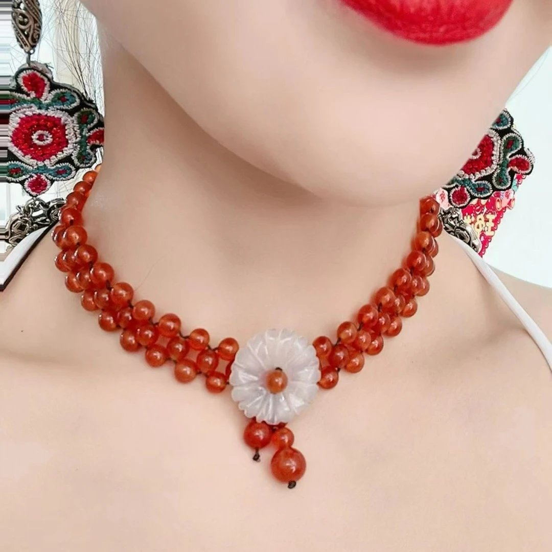 非金属玻璃项链 百搭款红色项链493