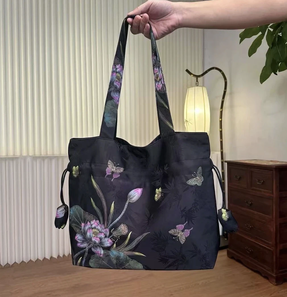 荷塘月色 托特包国风系列特色手提加大元宝包