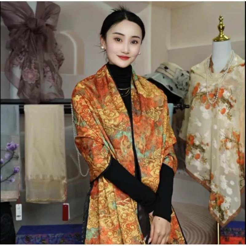 xys-204【九色鹿】冠乐绉香云经典百搭丝巾70*180