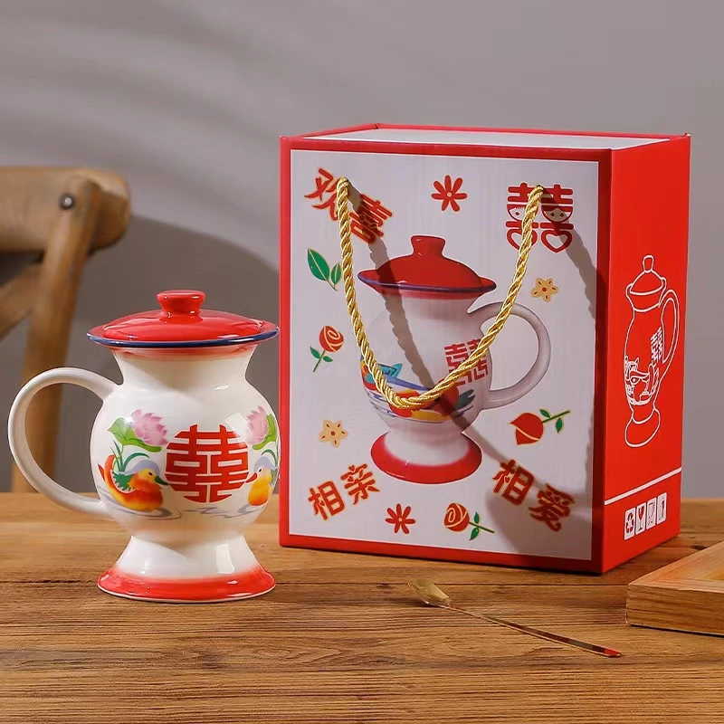 痰盂水杯陶瓷中式搞怪马克杯网红生日礼物杯子带盖夜壶茶杯伴手礼