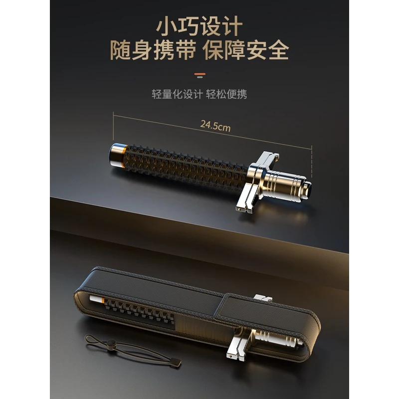 甩棍合法防身武器用品实心伸缩警戒甩棒车载三节自卫加粗狼牙棒子