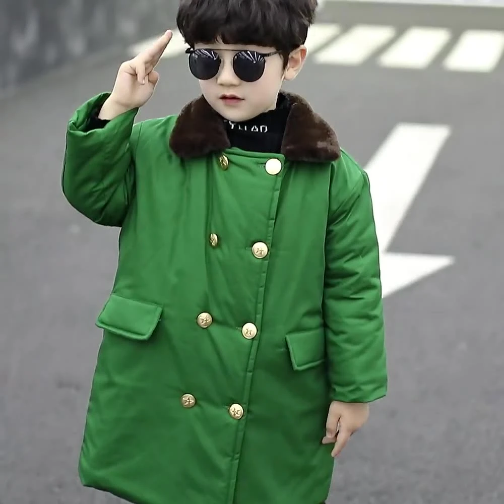 儿童军大衣棉服男童女童宝宝老款东北绿小孩外套棉袄加厚保暖棉衣