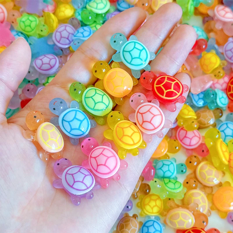 新款夜光小乌龟树脂小摆件奶油胶配件diy海龟叠叠乐汽车摆件玩具