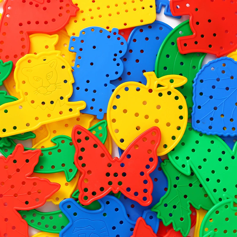 儿童穿线板益智玩具幼儿园宝宝串珠动物穿绳积木精细动作训练教具