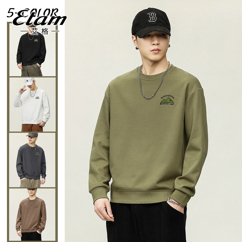 【艾格】2024卫衣新款美式休闲套头圆领男情侣同款户外百搭卫衣