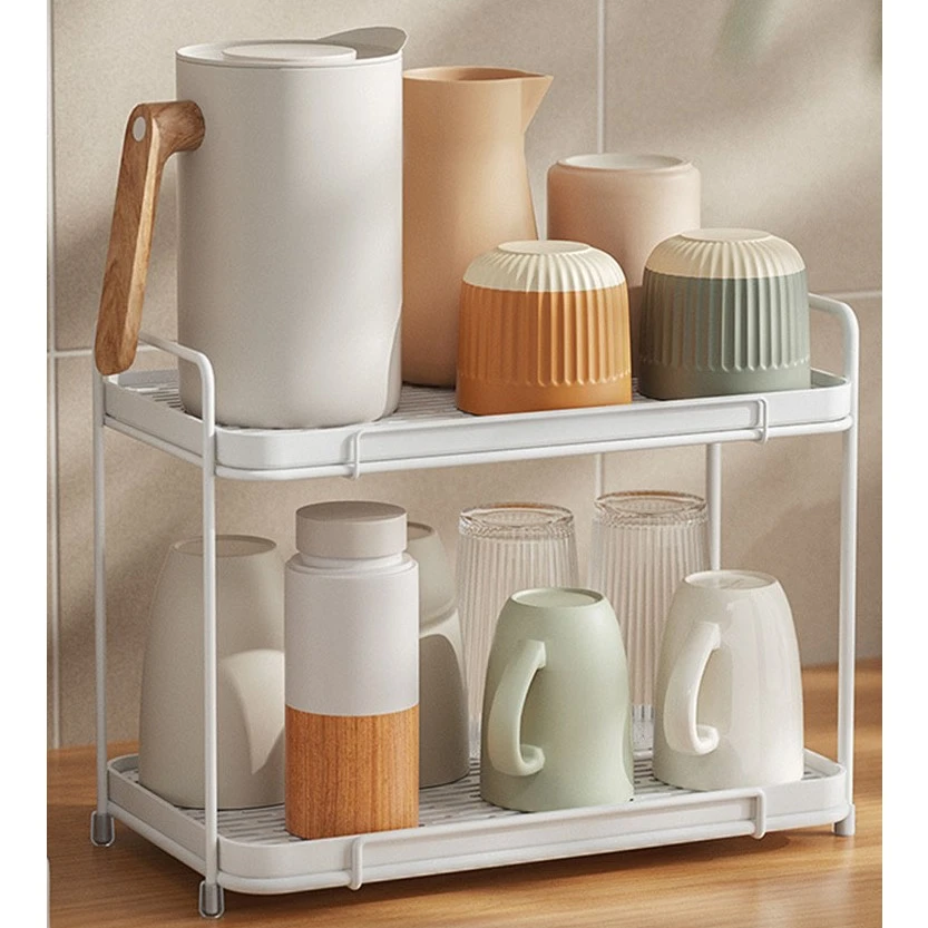 厨房水杯置物架奶瓶玻璃杯子收纳架桌面双层茶杯咖啡托盘沥水杯架