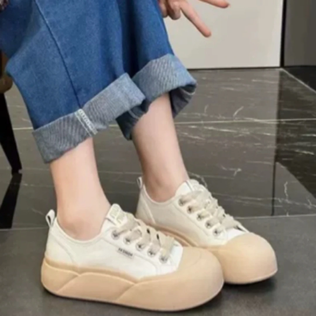 〖古尚女鞋〗08-9新款厚底小白鞋软底舒适百搭休闲丑萌鞋