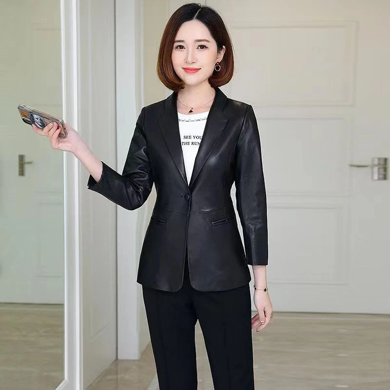 2024秋冬新款西装女装头层绵羊皮衣显瘦时尚外套百搭洋气春秋宽松