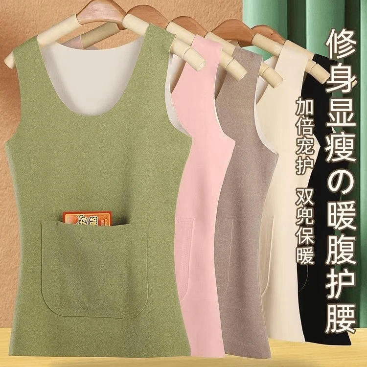 【买一送一】前后口袋无痕双面德绒保暖背心女加厚加绒防寒打底衫