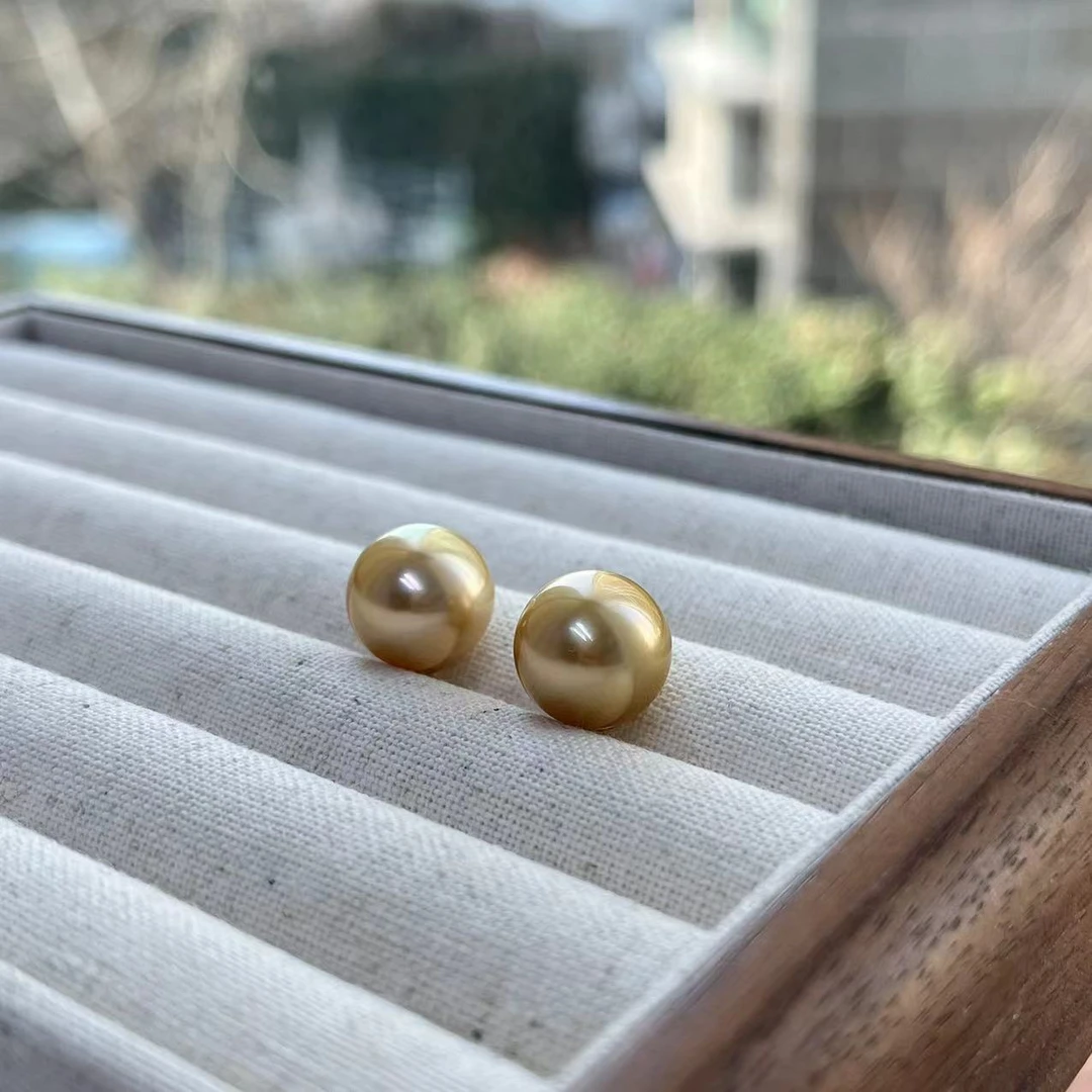 南洋金珠耳钉海水珍珠18K金点进来选珍珠