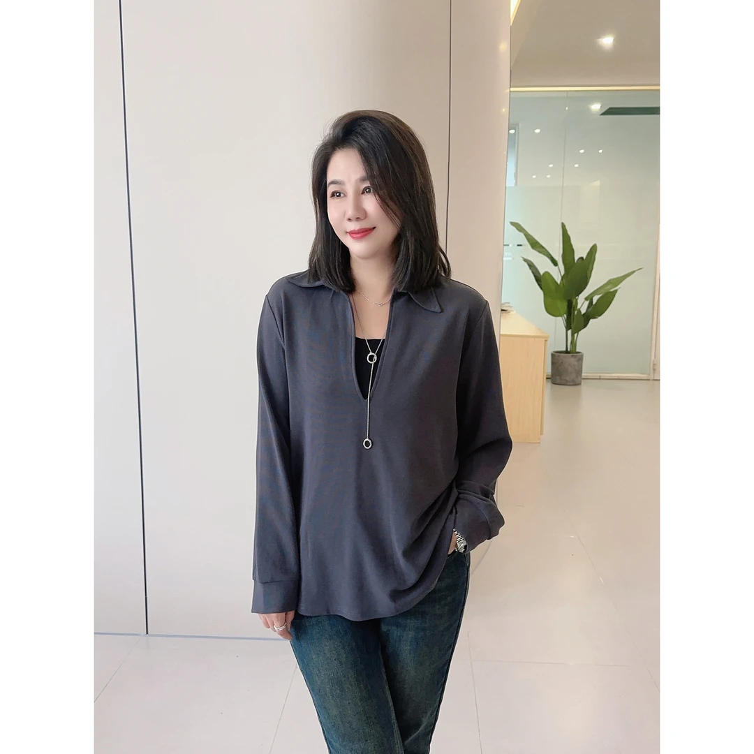 微胖女装【周末信号】POLO领卫衣独特漂亮通勤风秋季新款20371