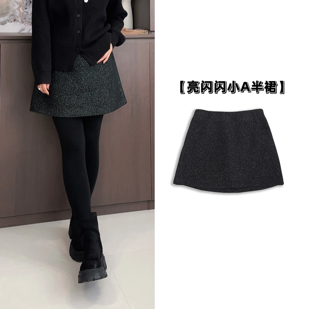 微胖女装【留洋千金】绵羊毛加厚小香风半裙秋冬A字半身裙20558